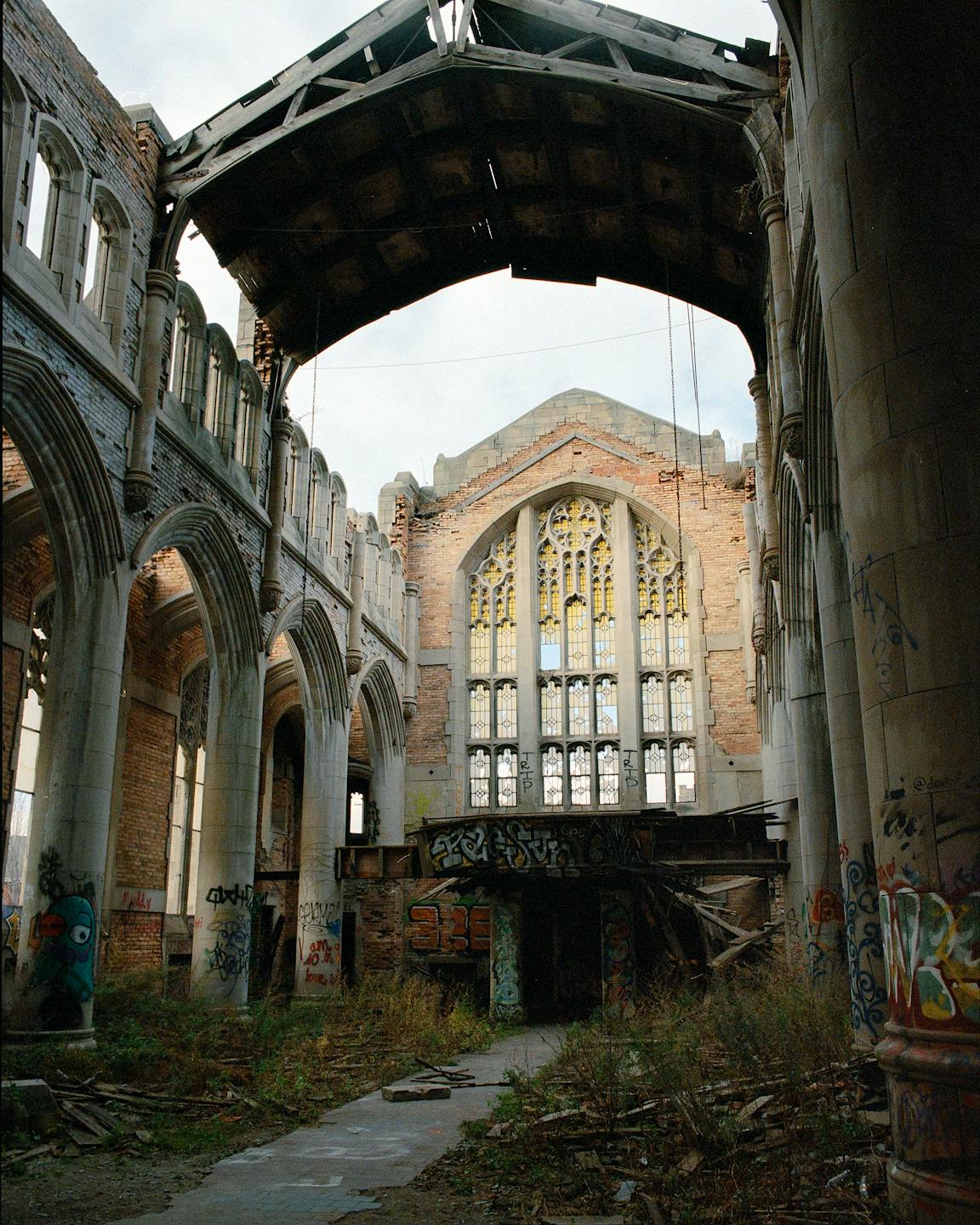 A photo of an old, abandoned church.